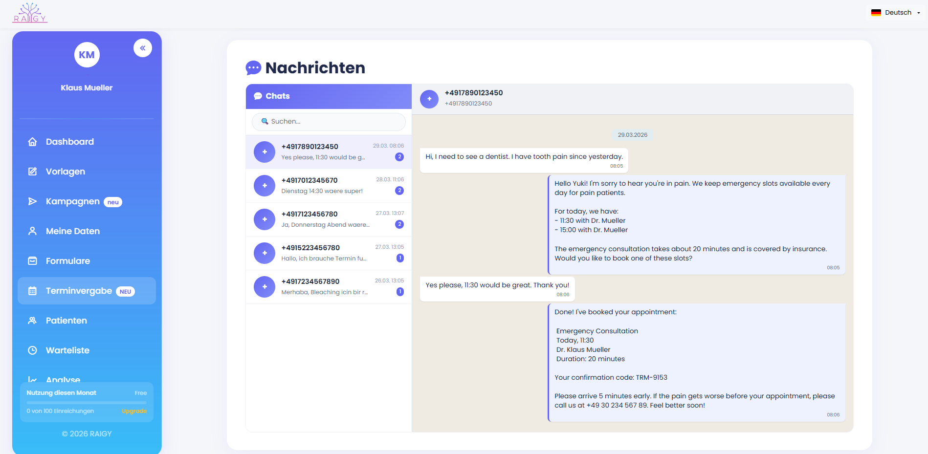 raigy WhatsApp AI chatbot for medical practices